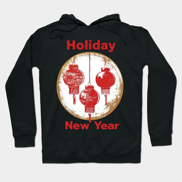 Chinese New Year Holiday Extravaganza: Popart Red Lantern Celebration Hoodie by YUED